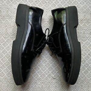 Geox Platform Patent Leather Black Loafer